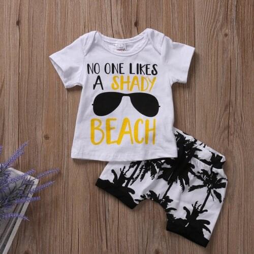 2pcs Toddler Newborn Baby Boy Clothes sets print T-shirt Tops+Shorts Outfits Baby Summer Clothing 0-3T