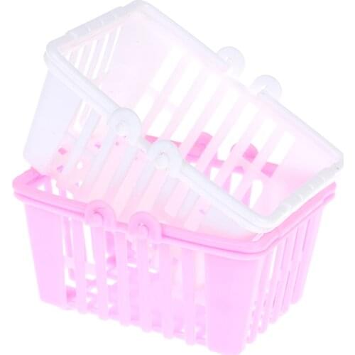 Shopping Basket Pretend Play Toys Kids Mini Supermarket Shopping Hand Basket Model Doll House Miniature For Dollhouse Decals