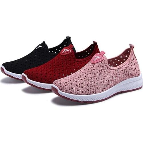 2021 Summer Women Shoes Breathable Mesh Sneakers Shoes Ladies Slip on Flats Socofy Loafers Shoes Fashion Trainers Women
