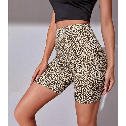 Summer Sport Shorts Women High Waist Elasticated Seamless Fitness Leggings Push Up Gym Training Tights Leopard Yoga Sport Short