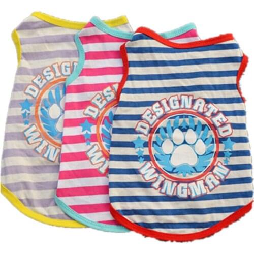 Summer Cool Pet Clothing Dog Vest Striped Dog Paw Design Individuality Puppy Clothes Dog Accessories Yorkshire Terrier Clothes