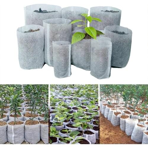 100PCS Seedling Plants Nursery Bags Organic Biodegradable Grow Bags Fabric Eco-friendly Ventilate Growing Planting Bags