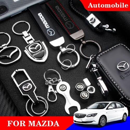 Car Metal Keychain Leather Key Ring 3D Logo Key Case Car Styling For Mazda 3 Cx5 6 MX-5 MX-30 CX-3 CX-8-9 Car Accessories Key