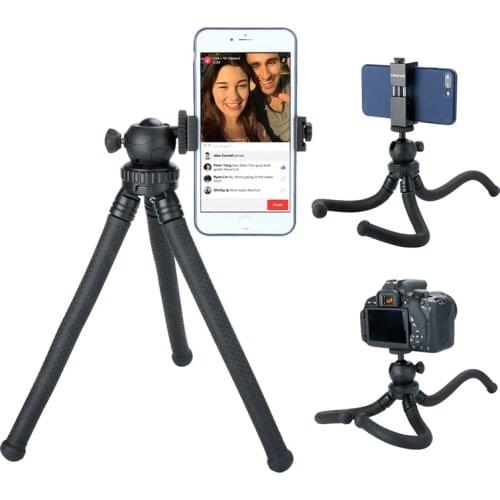 Mini Octopus Tripod Flexible Phone Tripod with Detachable Ballhead Phone Clip for iPhone Samsung DSLR Camera Smooth Q freeship