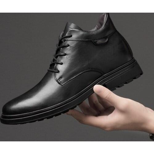 Mens Boots Super Warm Black Cow Leather Snow Boots Handmade Men Lace Up Outdoor Waterproof Sneaker Casual Winter Shoes