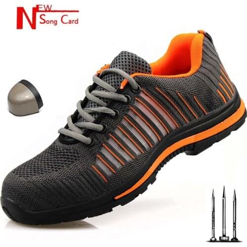 2019 Fashion mens outdoor breathable mesh light and comfortable steel head protection work shoes boots safety boots protection