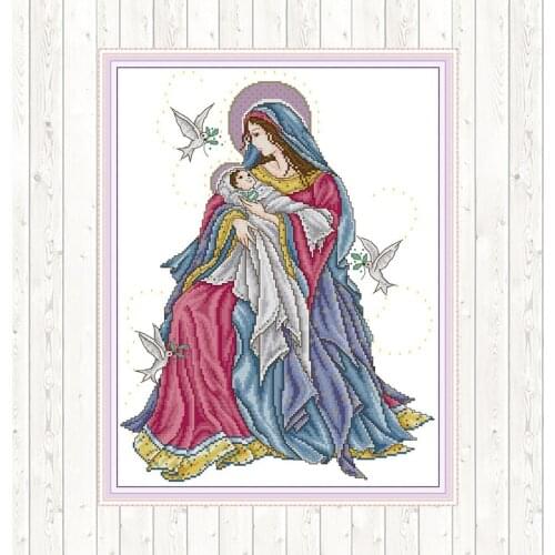 Madonna and Child DIY Handmade Cross Stitch Sets Needlework Embroidery DMC Cotton Thread 14ct 11ct Count Print Canvas Home Decor