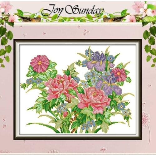 Peony flower painting counted 11CT 14CT Cross Stitch Set DIY wholesale Chinese Cross-stitch Kit Embroidery Needlework Home Decor