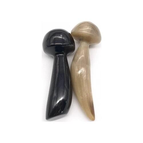 Natural Yak Horn Massage Stick Mushroom Shape Face Point Massager Acupoint Pen Meridians Spa Therapy Beauty Tool For Relief