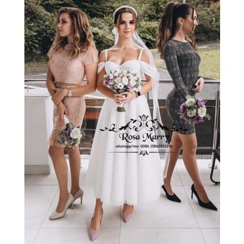 Modest Plus Size Cheap Beach Wedding Dresses 2021 A Line Off Shoulder Tea Length Boho Greek Style Vestido De Novia Bridal Gowns