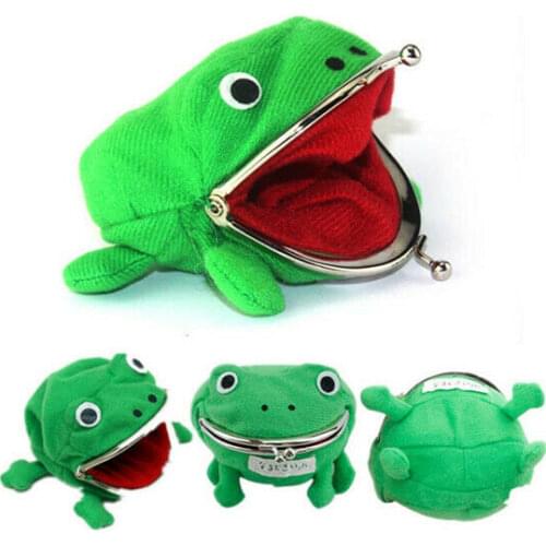 New Coin Purses Big Mouth Frog Fluff Clutch Green Coin Purse Wallet Ladies Day Best Gift Cute Patchwork Cloth Hasp 2020