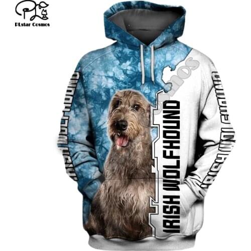 New Mens Funny Irish wolfhound Dog 3d print hoodies autumn long sleeve Sweatshirts women pullover tracksuit hoody spring outwear