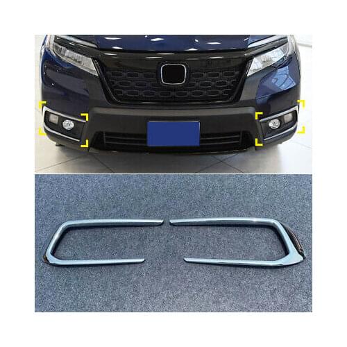 ABS Chrome Front Fog Light Lamp Cover Trim 2pcs For Honda Passport 2019 - 2020