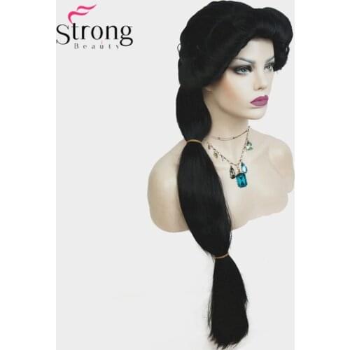 StrongBeauty Cosplay Wigs Jasmine princess Long Black Wig Synthetic Hair