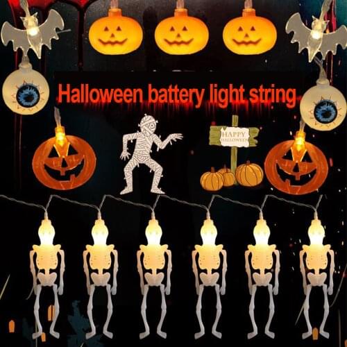 Halloween Pumpkins Ghost Skull Bat Spider LED String Light 1.5M 3M 6M Home Party Garland Festival Ornament Supplies Decoration