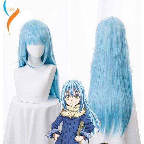That Time I Got Reincarnated As A Slime Cosplay Wig Rimuru Tempest Wig 70cm Straight Heat Resistant Synthetic Hair Blue Costumes