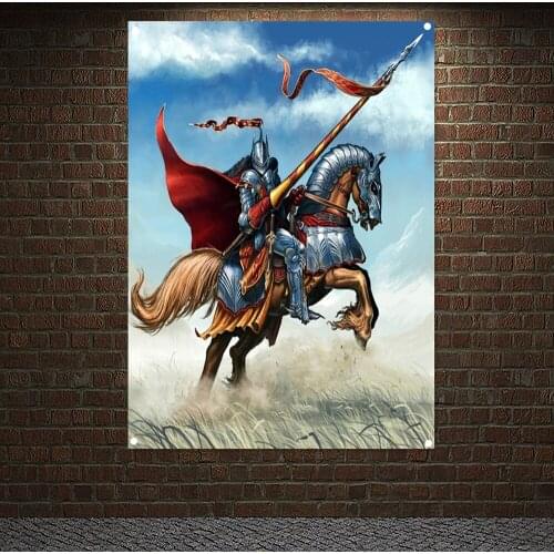 Vintage Knights Templar Fantasy Art Posters Wall Decor Crusader Banner Flag Wall Sticker Canvas Painting Mural Home Decoration 6