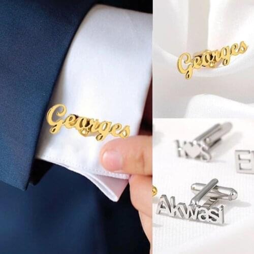 Custom Name Cufflinks Fashion Knot Design High Quality Personalized Letters Stainless Steel Hot Sale Cufflinks Gifts Wholesale