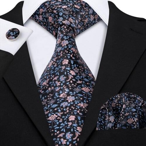 LS-5036 Fashion Mens Tie 100% Silk Jacquard Woven 8.5cm Floral Tie For Men Business Groom Barry.Wang Dropshipping NeckTie Set