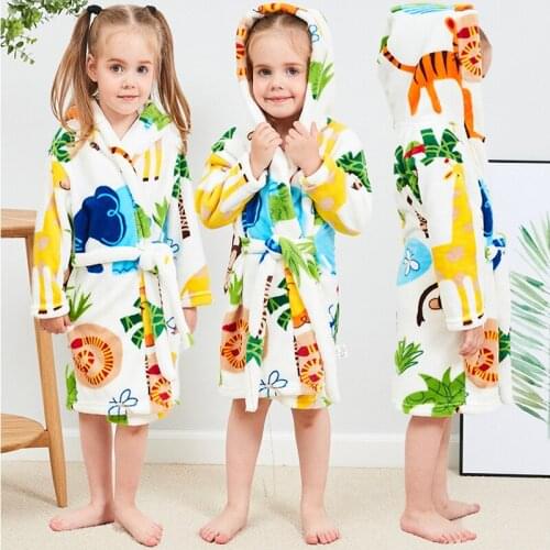 Winter flannel soft warm Unicorn pajamas hooded animals cartoon Boys PAJAMAS Unicorn pajamas girls childrens pajamas