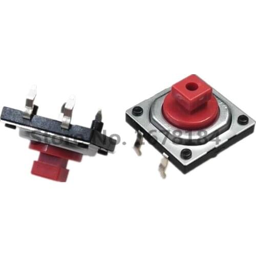 100pcs/lot SKQEACA010 Push Button Switch Momentary Type 12x12x7.3mm Red Button Tact Switch