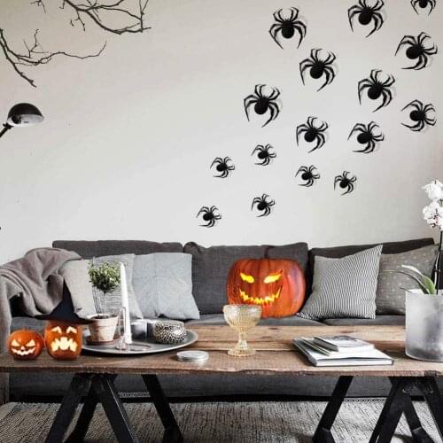 12pc Halloween Decorations 3D Large Spider Realistic PVC Spider Stickers for Halloween Eve Party Supplies DIY Scary Room Decor