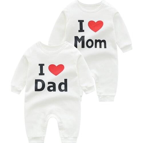 Newborn Baby clothes 2pcs baby boys rompers long Sleeve I LOVE Dad&Mom clothing roupas Overalls Costumes kids