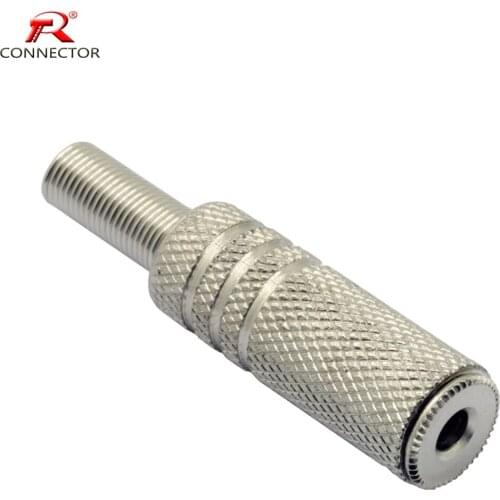 8pcs Jack 3.5mm Connector Metal Stereo Female Jack Inline Socket Solder Adapter with Spring Tail Connector