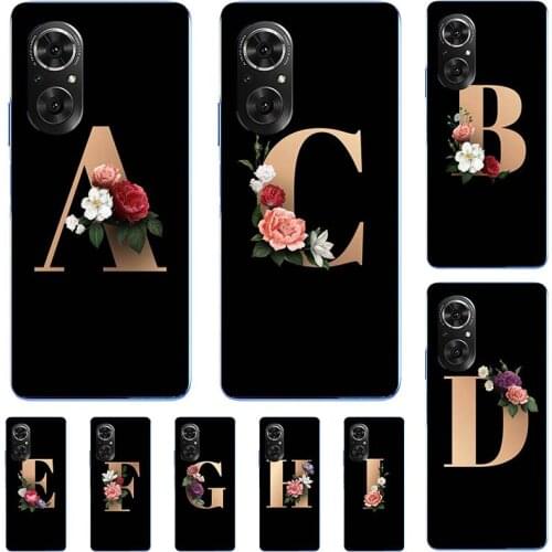 For Huawei Honor 50 Pro JLH-AN00 Case For Honor 50 SE 50SE NTH-AN00 Cute Lovely Cartoon Pattern Flowers Black Letters Soft Cover