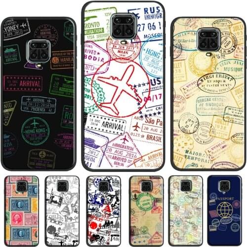 Passport Travel Stamps Phone Case For Xiaomi Redmi Note 10 Pro Cover For Redmi Note 9 8 Pro 9S 8T 9A 9C 9T K40