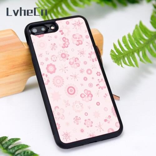 LvheCn Silicone Rubber Phone Case Cover for iPhone 6 6S 7 8 Plus X XS XR 11 12 Mini Pro Max Pink Flower Power