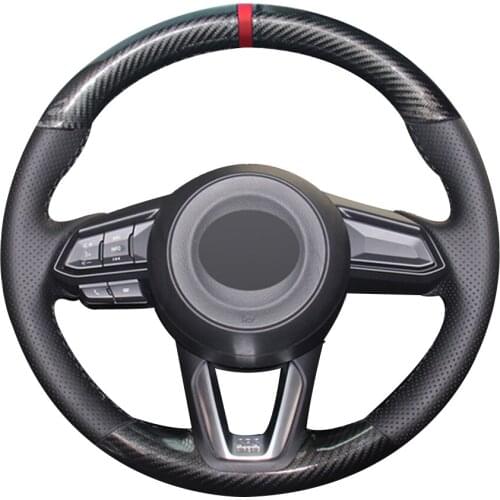 Black Leather Red Marker Steering Wheel Covers for Mazda 3 Axela 2017 for Mazda 6 Atenza 2017 2018 CX-5 CX5 2017 auto Steering C