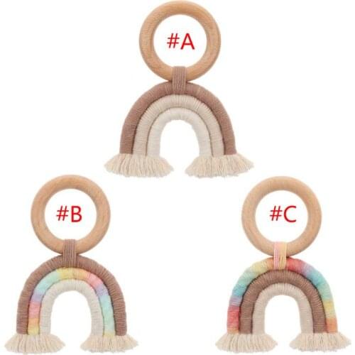 Baby Teething Ring Tassel Macrame Wooden Boho Baby Teether Stroller Gift Decoration Toys Shower Gift Wholesale