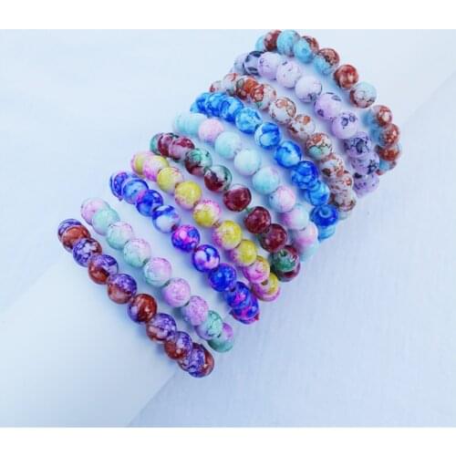 2 Pcs/set Dual Color Glass Beads Bracelet For Children Girls Handmade Kids Jewelry 15-16 cm Length Fashion Christmas Gift