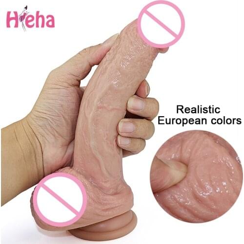 Light Colors Thick Glans Dildo Realistic Cock Skin Feeling Liquid Silicone Penis Huge Big Dick Erotic Lesbian Adults Sex Product