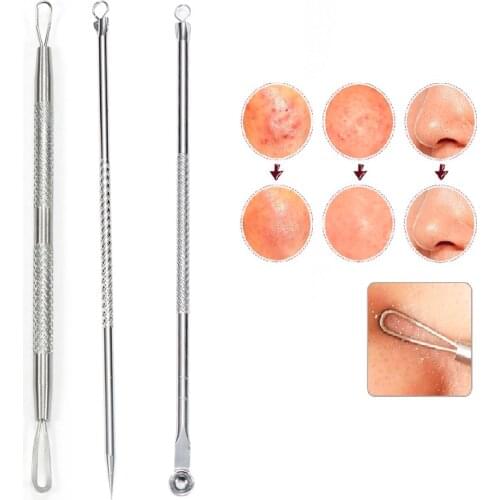 3pcs/set Blackhead Comedone Acne Blemish Extractor Stainless Needle Blackhead Remover Pimple Spot Extractor Skin Care Tools