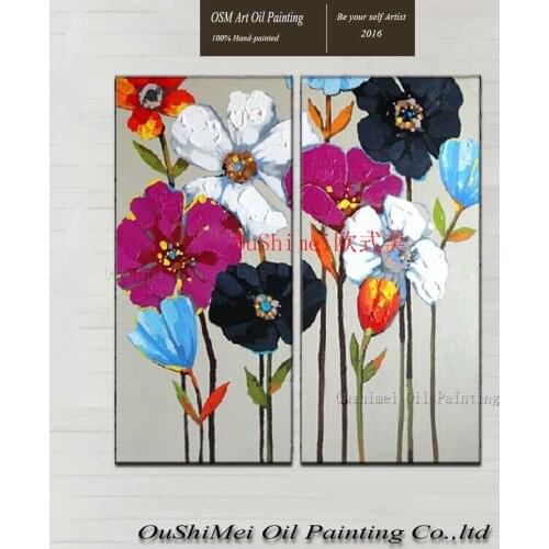 Handmade Knife Flowers Oil Painting On Canvas Wall Art Flowers Painting For Home Decor Abstract Group Of Wall Art Pictures