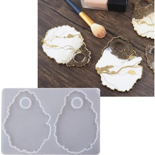 Cosmetic Makeup Palette Spatula Tool Resin Casting Mold Eye Shadow Makeup Irregular Round Palette Panel Mould Craft Tool