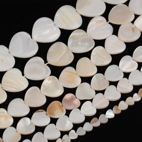Fashion White Heart Shape Natural Shell Beads Charm Loose Spacer Stone Beads for Jewelry Making Needlework Diy /Handmade