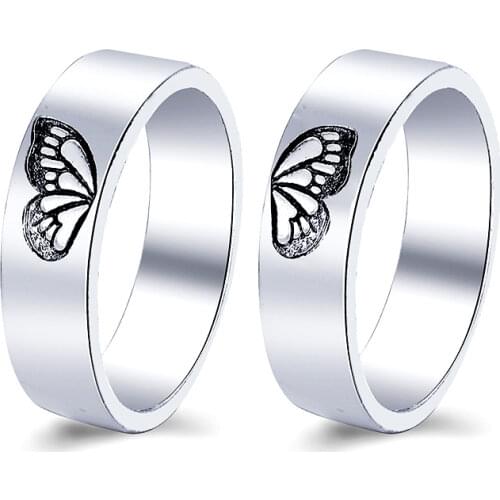 Punk Style Lovers Butterfly Paired Rings Dinosaur Snake Rings for Women Men Couple Open Ring Set 2021 Jewelry anillos mujer
