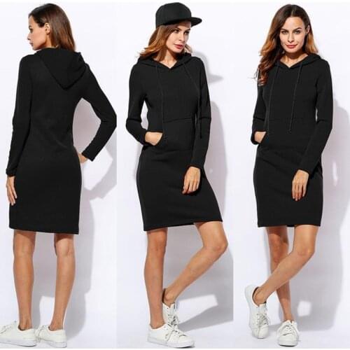Dress Women Sweatshirt Winter Long-Sleeved Womens Sweatshirt Dress Warm Pocket Dress 2020 Fashion Party New Dress