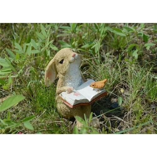 Gifts for Women Cute Rabbit Statue Resin Cartoon Art Animal Sculpture Car Decoration of Garden Micro Landscape Desktop Figurines
