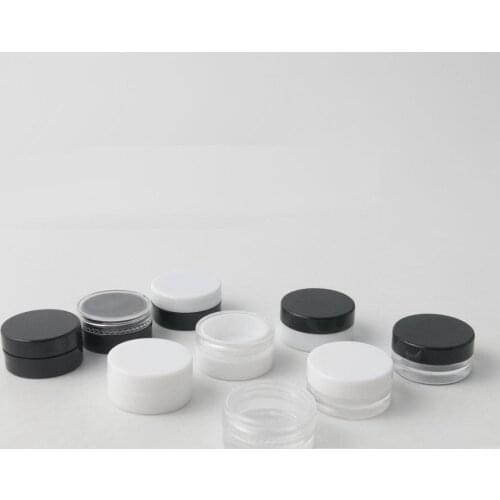 1ML 1G 1 Gram Cosmetic Sample Empty Jar Plastic Round Pot Black Screw Cap Lid Small Tiny 1g Bottle for Make Up Eye Shadow Nails