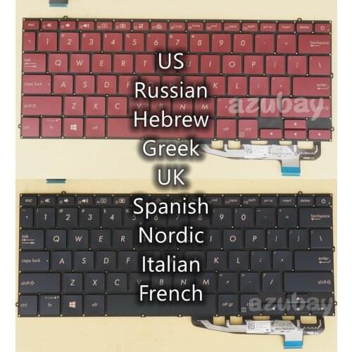 US Russian Hebrew Greek UK Spanish Nordic SD Italian French Keyboard for ASUS ZenBook S UX391FA UX391UA 0KNB0-2609US00, Backlit