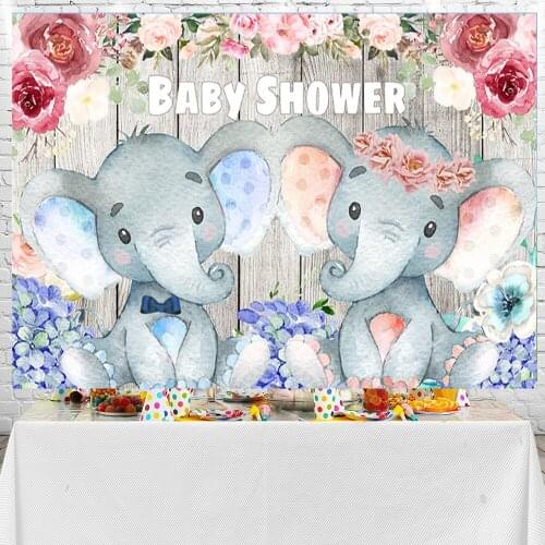 Sensfun Elephant Photo Party Background Baby Shower Booth Props Photocall Background Photo Studio Banner