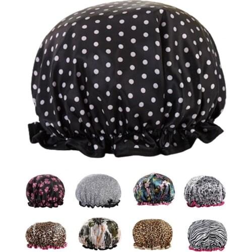 Shower Caps Elastic Waterproof Polyester Fiber Flower Printed Hair Bath Cap for Bathing shower caps waterproof luxury