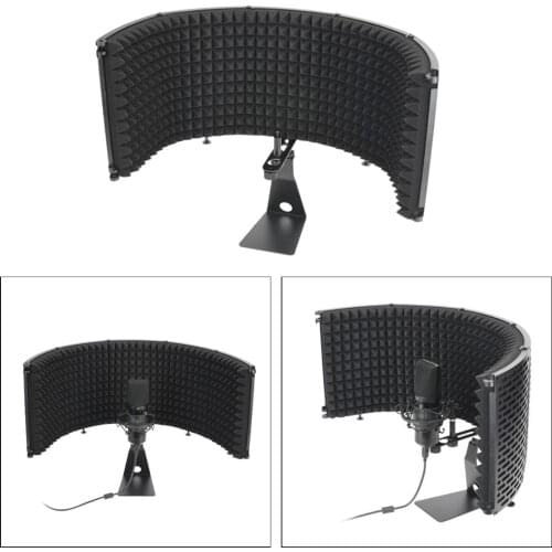 Foldable 5 Panels Microphone Isolation Sound-proof Panel with Stand
