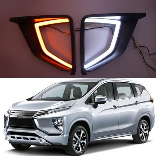 DNO LED Daytime Running Headlamps For Mitsubishi Xpander Eclipse Cross 2017 2018 2019 2020 Daylights Yellow Turn Signal DRL