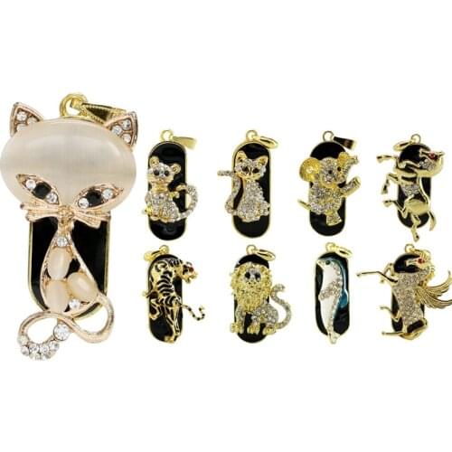 Animal Cat Tiger USB Flash Drive 4GB 8GB 16GB 32GB 64GB USB2.0 Pen Drive Dolphin Shape Crystal Lion Fox Pendrive Memory Stick