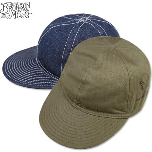 Bronson USAAF WWII 9.5oz HTB Cotton Type A-3 Mechanical Cap Vintage Military Pilot Denim Hat
